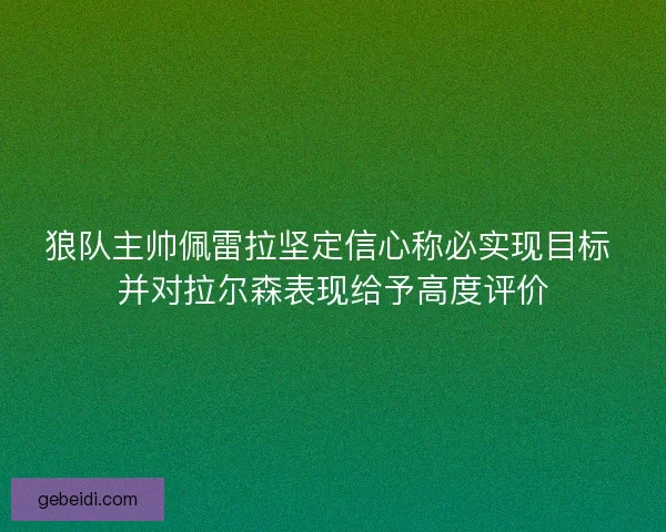 狼队主帅佩雷拉坚定信心称必实现目标 并对拉尔森表现给予高度评价