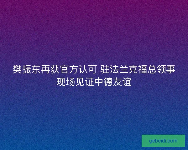 樊振东再获官方认可 驻法兰克福总领事现场见证中德友谊 樊振东再获官方认可 驻法兰克福总领事现场见证中德友谊