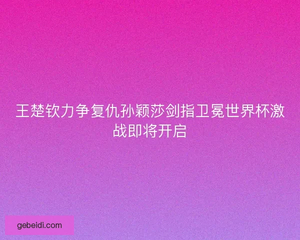 王楚钦力争复仇孙颖莎剑指卫冕世界杯激战即将开启